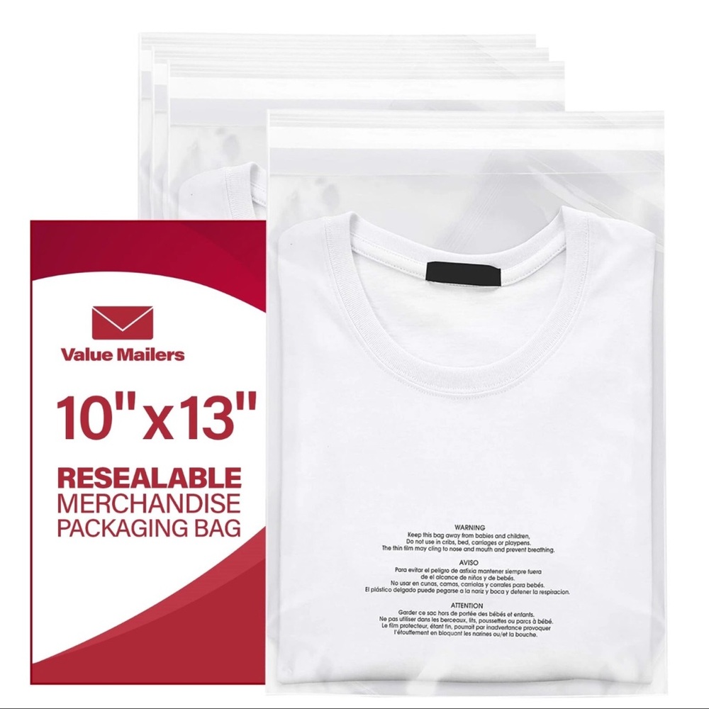 POLY BAGS -100 Clear Self-Sealer Poly Bags/Mailer, 100 count, 10 x 13 Inch NEW